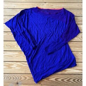 Sweaty Betty Asymmetrical Wide Neck Top Size Medium Women’s Blue